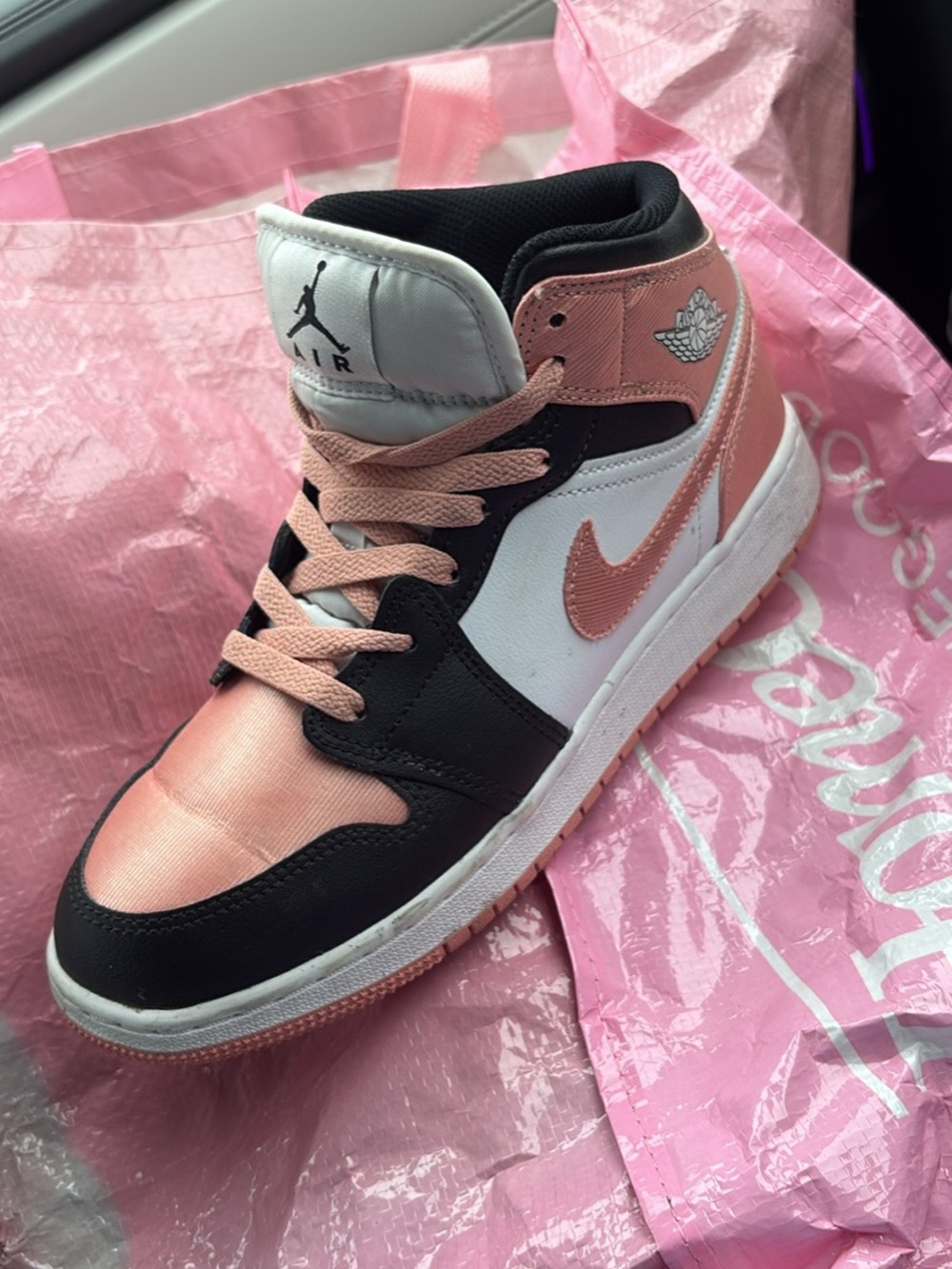 Nike High-Top Sneakers in Pink, Black & White